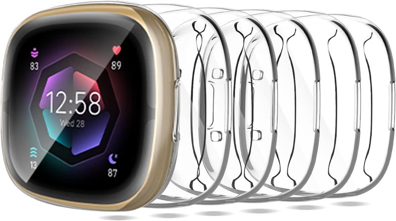 KPYJA Screen Protector for Fitbit Sense 2/Versa 4 Case, Soft TPU Plated Case All-Around Protective Screen Full Cover Bumper for Sense 2/Versa 4 Smart Watch - Image 1
